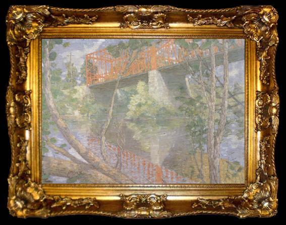 framed  julian alden weir The Red Bridge (nn02), ta009-2